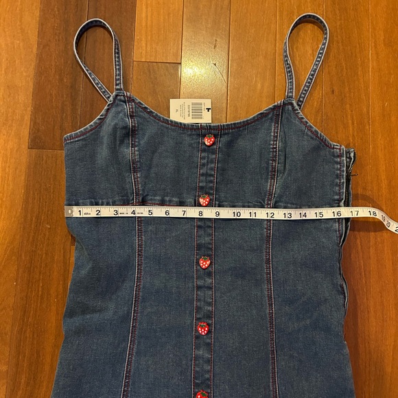 Sweet Society Strawberries Blue Denim Mini Dress - Picture 6 of 11